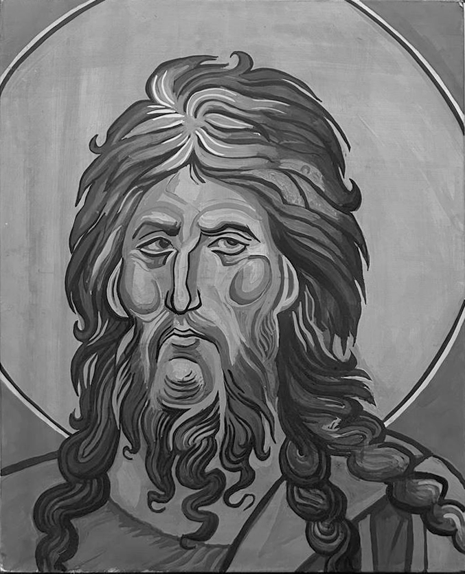 Картон копии фрески "Святой Иоанн Предтеча. Фреска монастыря Высокие Дечаны, Косово, Сербия"